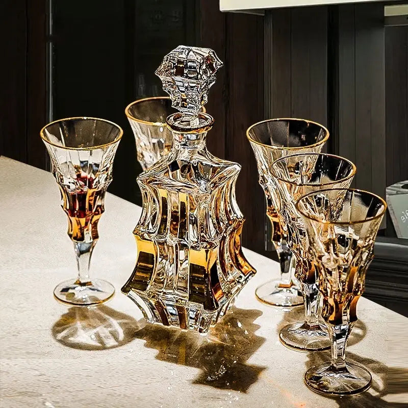Crystal Glass Luxury Gold Red Wine High Leg Ciana Luxury Living