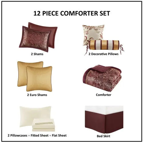 Luxury 12-Piece Comforter Set with Cotton Bed Sheets – USA Shipping Only Ciana Luxury Living