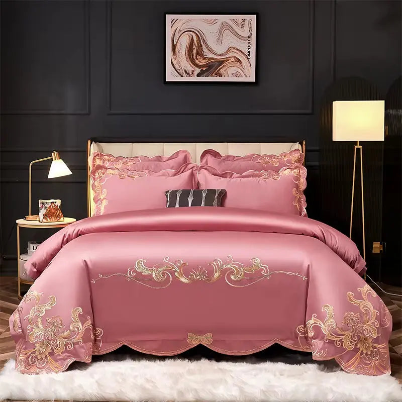 1000 TC Cotton Luxury Embroidery Bedding Set Pillowcase Duvet Cover Sets Bed Linen Sheet Double Queen King Size Quilt Covers