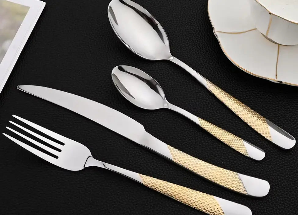24Pcs Flatware Sets Stainless Steel Dinnerware Cutlery set - Ciana Luxury Living