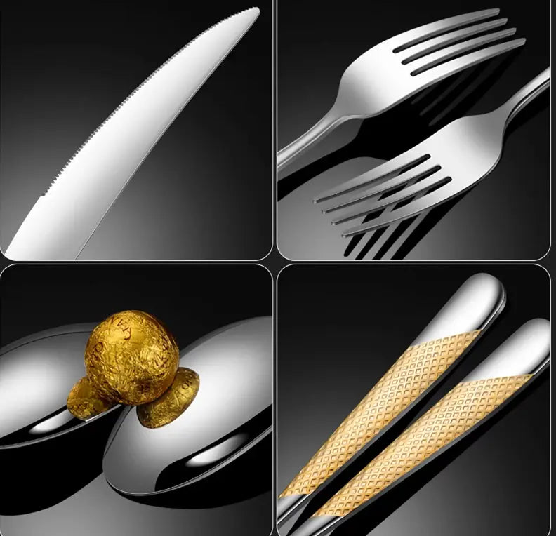 24Pcs Flatware Sets Stainless Steel Dinnerware Cutlery set - Ciana Luxury Living
