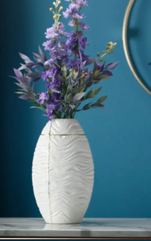 Light Luxury and Minimalist White Flat Round Ceramic Vase - Ciana Luxury Living