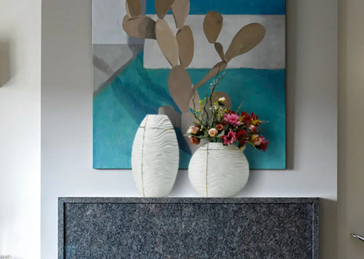 Light Luxury and Minimalist White Flat Round Ceramic Vase - Ciana Luxury Living
