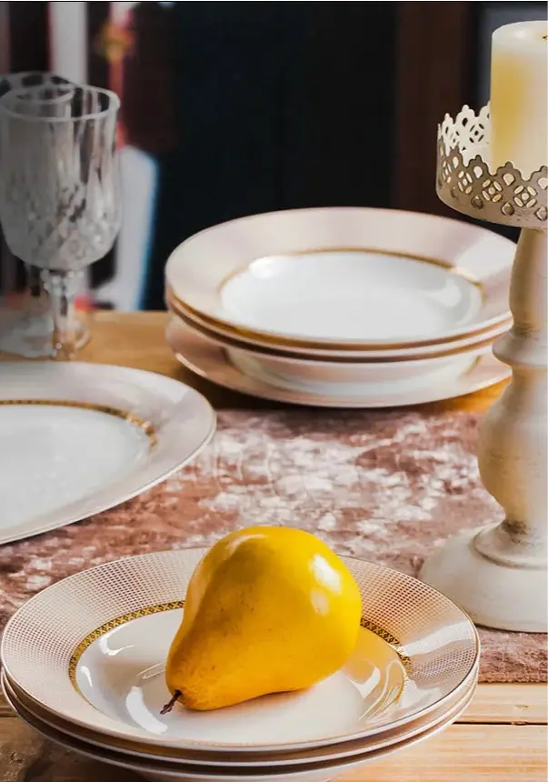 Elegant Pink Gold ceramic Western-style 58pc dinnerware Set - Ciana Luxury Living