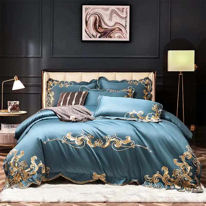 1000 TC Cotton Luxury Embroidery Bedding Set Pillowcase Duvet Cover Sets Bed Linen Sheet Double Queen King Size Quilt Covers