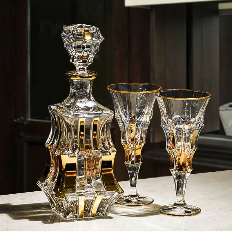 Crystal Glass Luxury Gold Red Wine High Leg Ciana Luxury Living