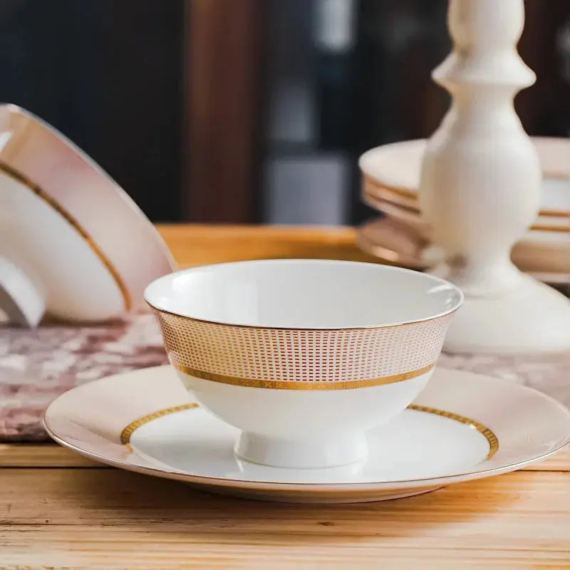Elegant Pink Gold ceramic Western-style 58pc dinnerware Set - Ciana Luxury Living