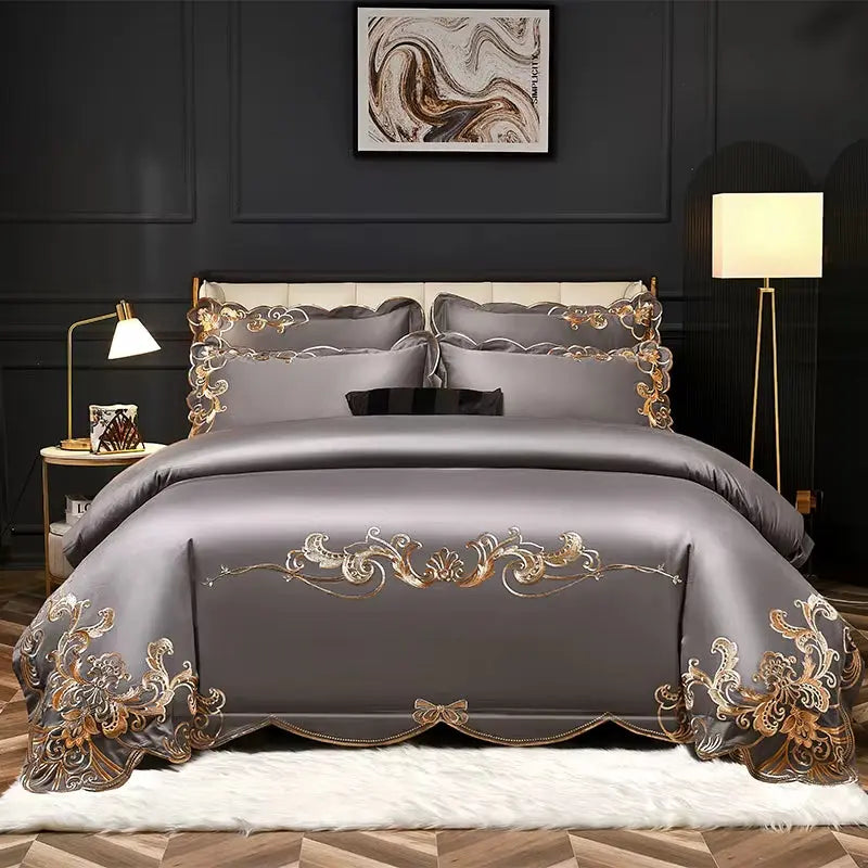 1000 TC Cotton Luxury Embroidery Bedding Set Pillowcase Duvet Cover Sets Bed Linen Sheet Double Queen King Size Quilt Covers