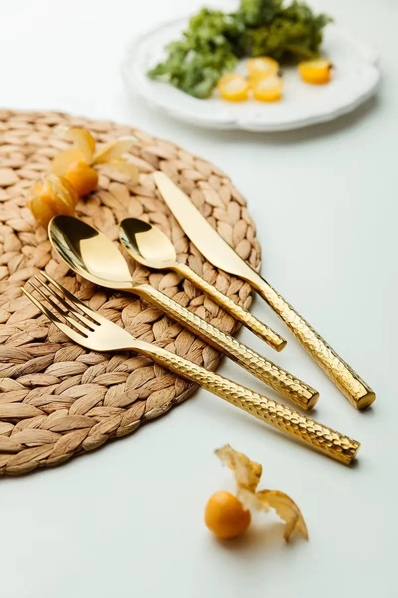 24Pcs Gold Stainless Steel Dinnerware Set Dinner Knife Fork Cutlery Set Service for 6 Drop Shipping