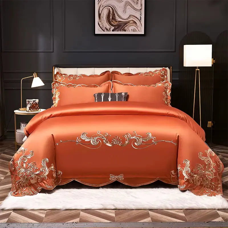 1000 TC Cotton Luxury Embroidery Bedding Set Pillowcase Duvet Cover Sets Bed Linen Sheet Double Queen King Size Quilt Covers